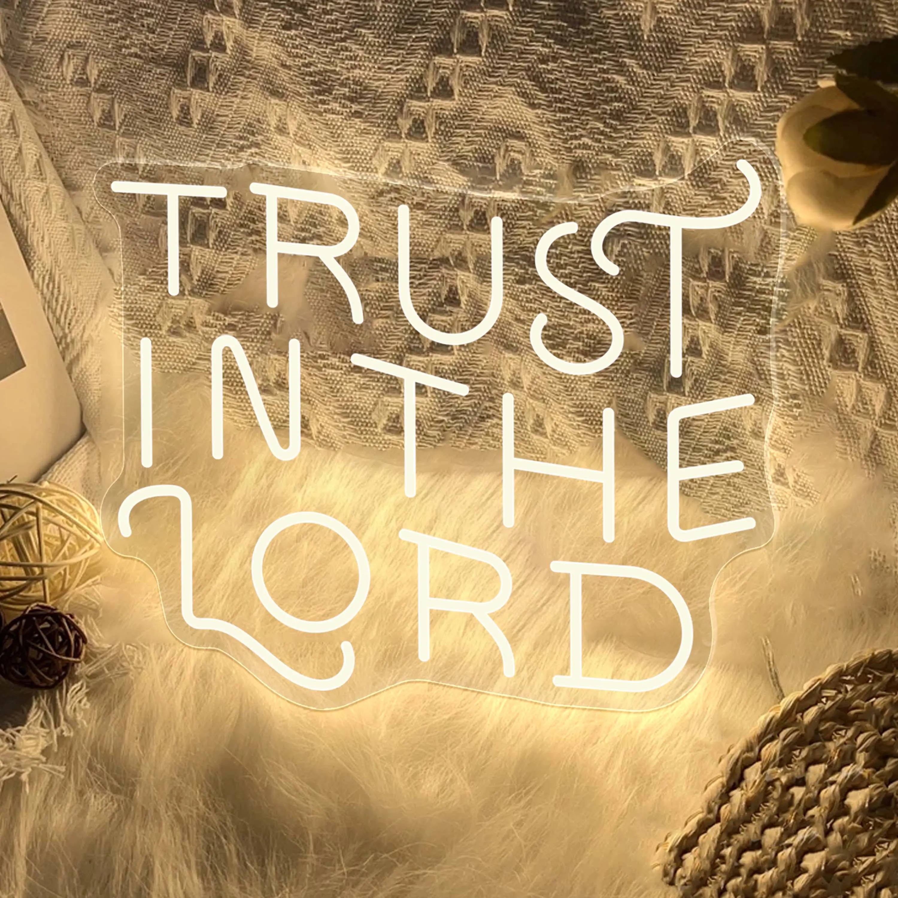 Trust in the Lord Neon Light Strip - Home Bedroom Church Wall Decoration, Christian Themed Gift for Wedding Baptism Party
