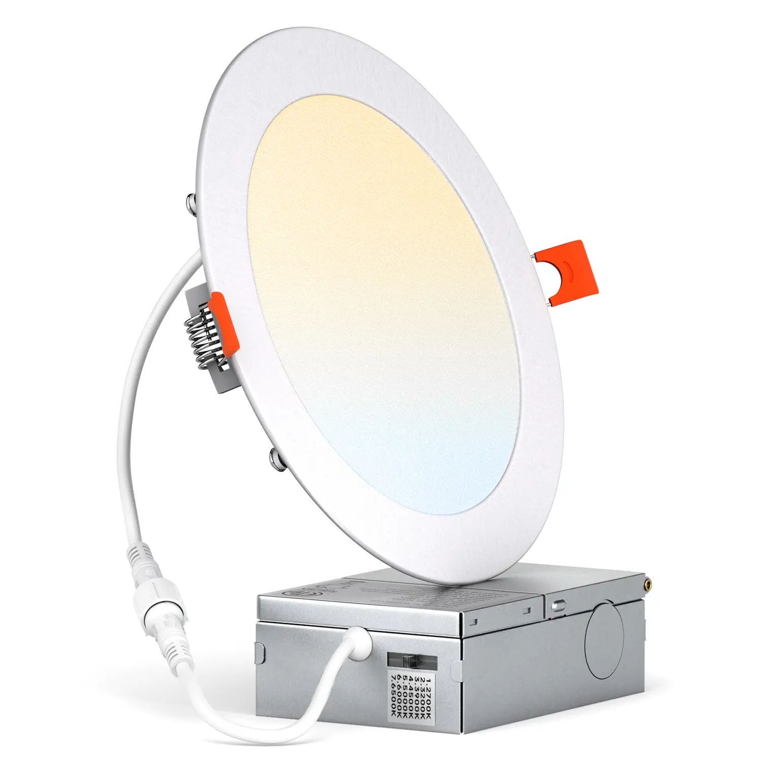 ETL 24 Pack 6 Inch 6CCT Ultra-Thin Led Recessed Light with Junction Box, 2700K 3000K 3500K 4000K 5000K 6000K Recessed Led Ceiling Light, Dimmable Led Can Lights, Recessed Lighting
