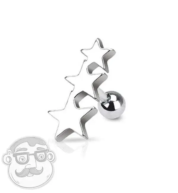 Triple Star Tragus - Cartilage Barbell
