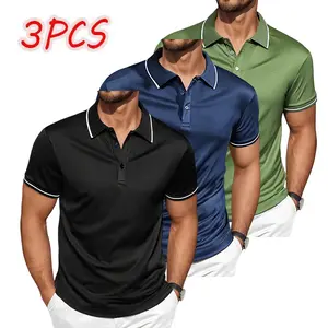 Men's Colorblock Trim Polo Shirt 3-Pack — Short Sleeve, Slim Fit for Work, Casual & Everyday Wear