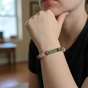 XBZ Lifestyle Crystal Aromatherapy Bracelet - Handcrafted with Genuine Crystals & Lava Beads Includes Mini Essential Oil for Calming Benefits