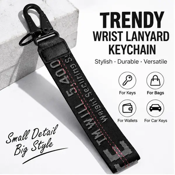 Car Keychain with Fabric Wrist Lanyard, Durable Key Ring for Car Keys, Unisex Keychain,Wallets, Bags and Jeans Decoration, Fashion Car Accessory