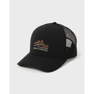 BILLABONG A/Div Range Trucker Hat, High Profile Unstructured 6 Panel Mesh Back Cap Curved Brim Adjustable Plastic Snap Closure Front Seasonal Artwork Back Woven Flag Label, Casual Outdoor Baseball Cap