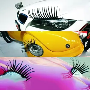 Two-Piece Car Headlight Eyelash Stickers, Auto False Eyelashes Decal, Headlight Decals, Electric Eye Patch, Girl Heart Burst! Street-Ready Car Decoration