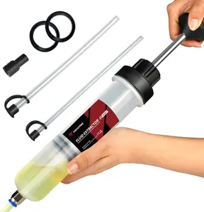 “200cc Automotive Fluid Extractor Pump, Manual Oil Change Syringe with 2pcs 22cm PVC Suction Tubes”
