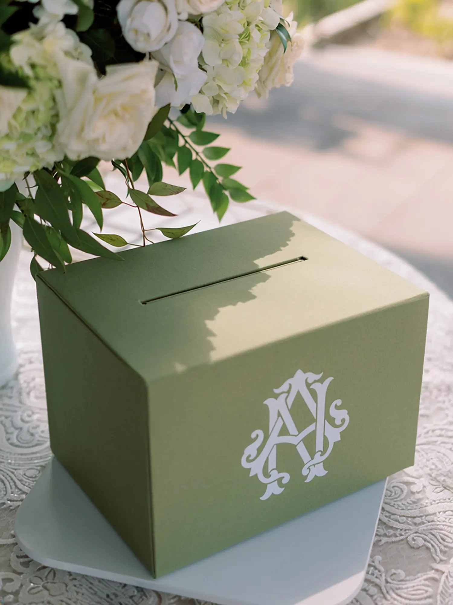 Hand-Made Linen Wedding Card Box - Add Your Wedding Monogram or Names | Wedding Supplies Card Box, Gift Collection Box, Wedding Reception Box