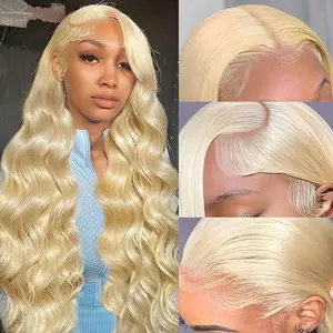 613 Lace Front Wig Human Hair 13x6 Blonde Body Wave 200 Density Pre Plucked Wigs For Women Travel Shopping