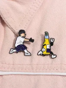 Cartoon Soda Bottle Design Brooch, Cute Enamel Pin for Women & Men, Fashion Brooch for Party, Daily Clothing Decor, Trendy All-match & Exquisite Brooch for Birthday Gift, Fashion Accessory