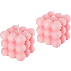 Rose Scented Cute Bubble Shaped Small Candles 2PCS, Boho Trendy Danish Pastel Home Office Room Decor, Candle Gifts for Women