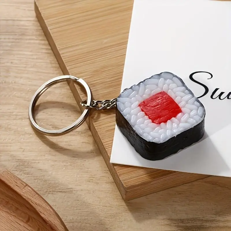 Creative Sushi and Rice Ball Food Model Keychain Pendant, Aesthetic Keychain, Keychain Charm, Keychain Figures, Keychain Kawaii, Stylish Sushi Key Ring Decoration, Unique Gift Idea, Perfect for Fans of Japanese Cuisine