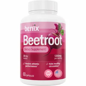 Organic Beet Root Capsules – 1300mg Beetroot Powder for Natural Energy & Endurance Support, Non-GMO, Lab-Tested Beet Supplement - 60 Capsules, 30-Day Supply