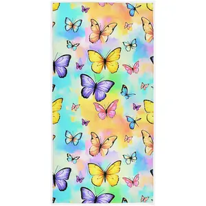 Pfrewn Colored Tropical Butterflies Rainbow Hand Bath Towels Soft Absorbent Bathroom Guest Towel Hanging Kitchen Dish Towel for Home Decor 16x30 in