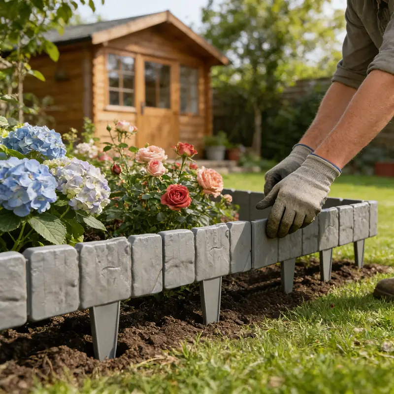 20/40pcs Outdoor Garden Fence, 40pcs Stone-Look Landscape Plastic Fence, Lawn And Garden Edging, Ground-Mounted | Multi-functional, Suitable for Outdoor Decoration, Lawn And Garden Partitioning, Vegetable Patches, Courtyards, And Garden Decoration