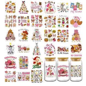 Mexican Christmas UV DTF Cup Wraps - 30 Cute concha  UV DTF Sticker for 16 20 oz Tumbler, Christmas Tree Bow mexican latin christmas Sticker DIY Glass Water Bottle Craft Decal