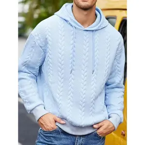 Men's autumn and winter coarse-knit hooded sweatshirt - a casual and warm pullover with a drawstring cap, a soft knitted sportswear, suitable for daily street wear and outdoor activities, available in multiple colors.Couple style sweaters