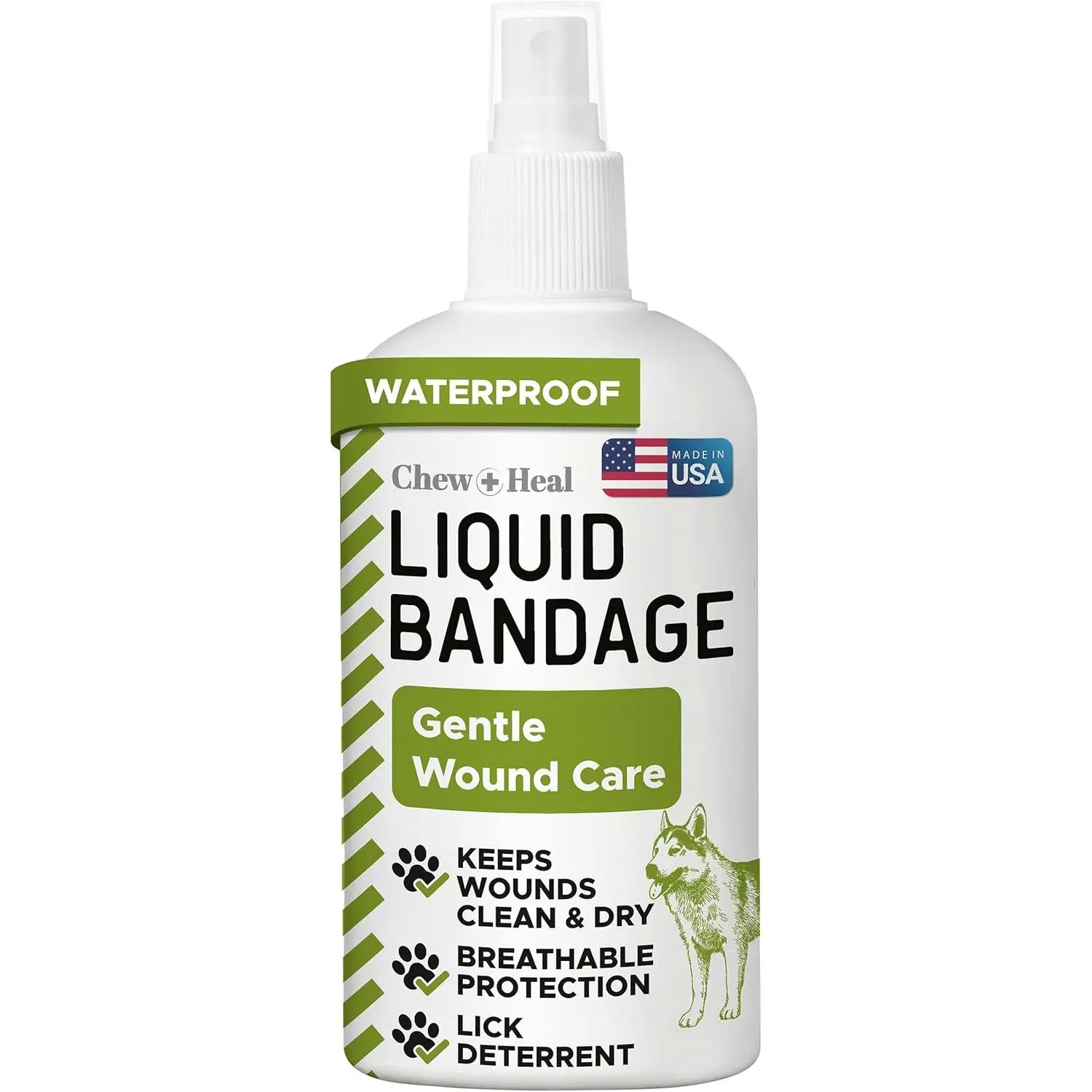 4 oz Waterproof Liquid Bandage for Dogs - Chew + Heal Labs No Chew Bandage, Protective Healing Wound Care with Aloe, Non-Toxic Breathable Formula, Keeps Wounds Clean & Dry for Cuts, Paw Injuries, Bottle