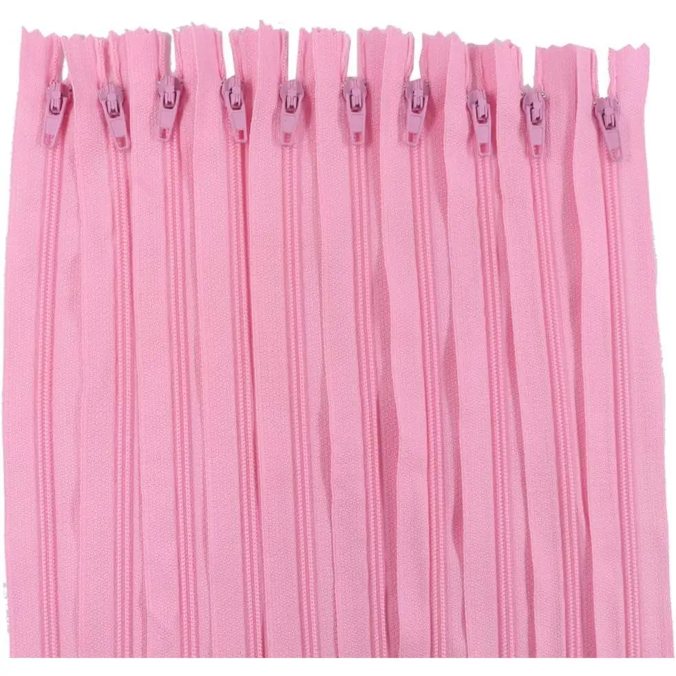 12Inch Nylon Coil Zippers, 60-Count Multiple Zippers for Tailors, Sewers, DIY Leathercraft & Craft Projects (Pink)