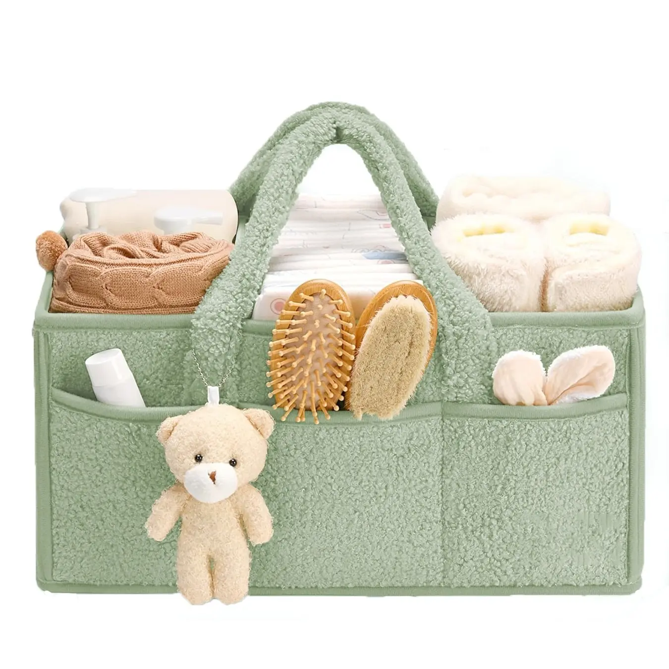 Baby Diaper Storage Bag, Cute Large Capacity Plush Diaper Organizer, Travel Diaper Storage Bag, Travel Diaper Tote, Diaper Bags, Newborn Essentials