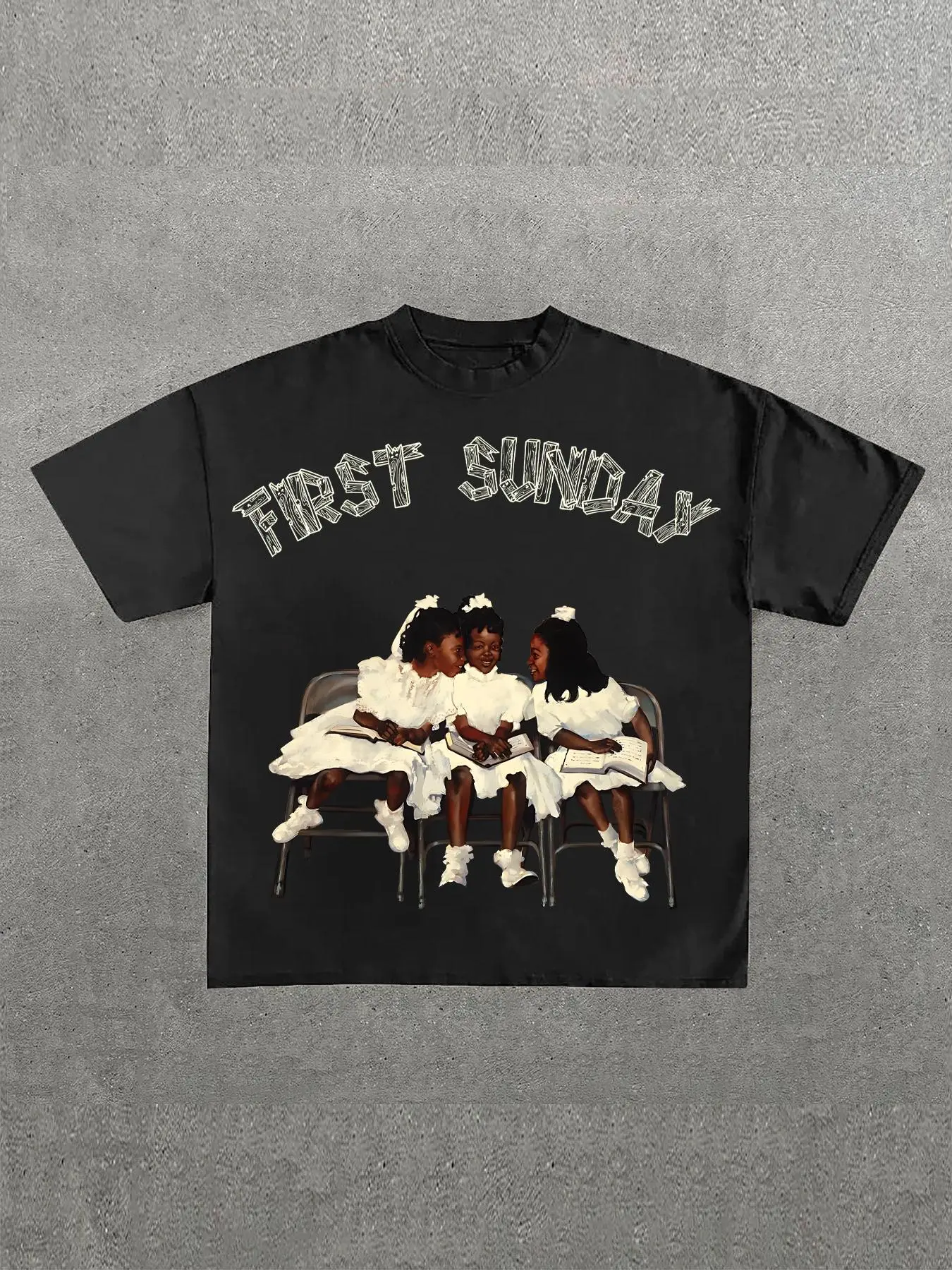 Men's Regular Fit Girl & Letter Print Round Neck Tee, Casual Short Sleeve Crew Neck T-shirt for Summer, Men's Top for Daily Wear