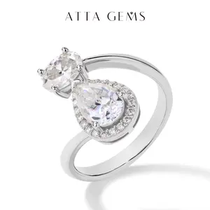 Synthetic Moissanite Ring, 1.5CT-1CT Pear Cut & Oval Cut, Special Design Solitaire Elegant Engagement Ring, Birthday Gift Fine Jewelry R136, Solitaire Engagement Ring