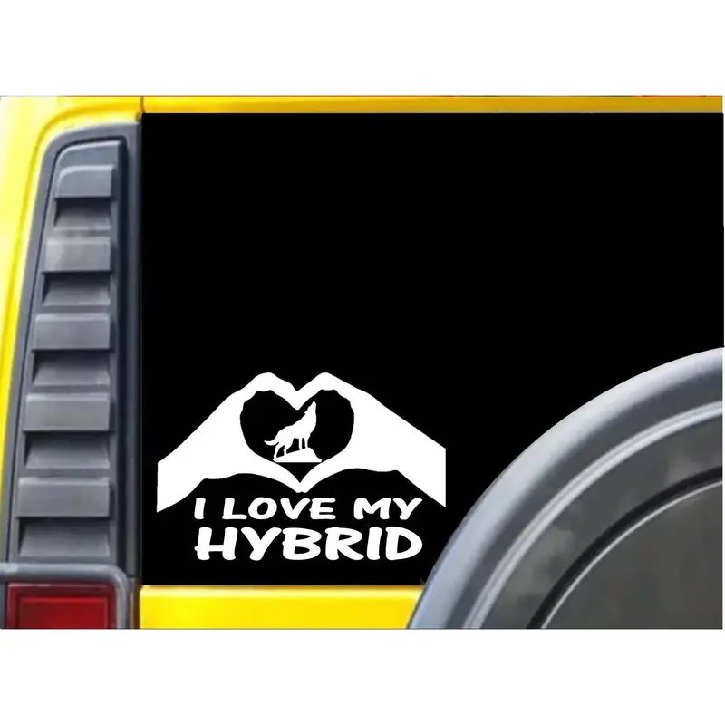 Hybrid Hands Heart Sticker k028 8 inch wolf dog decal