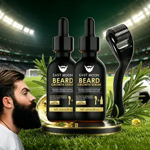 Men Daily Beard Grooming Kit: Nourishing Beard Oil Serum & Massage Derma Roller, Softens & Boosts Gloss for Beards