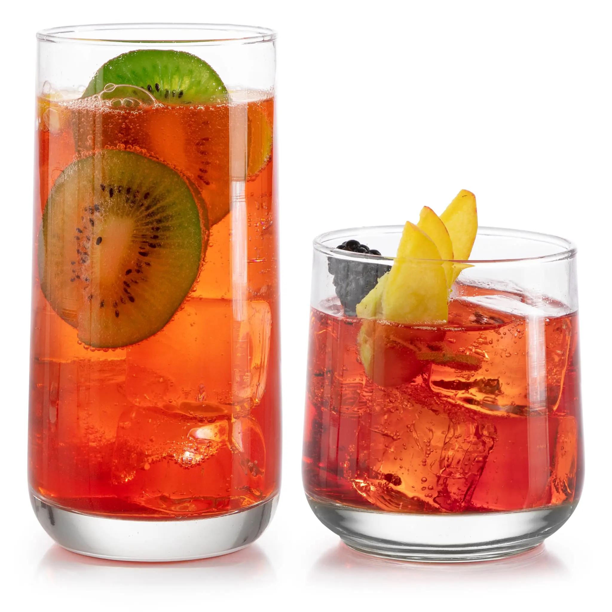 Ascent Tumbler & Rocks Drinking Glasses Set of 16, Clear Glass Cups