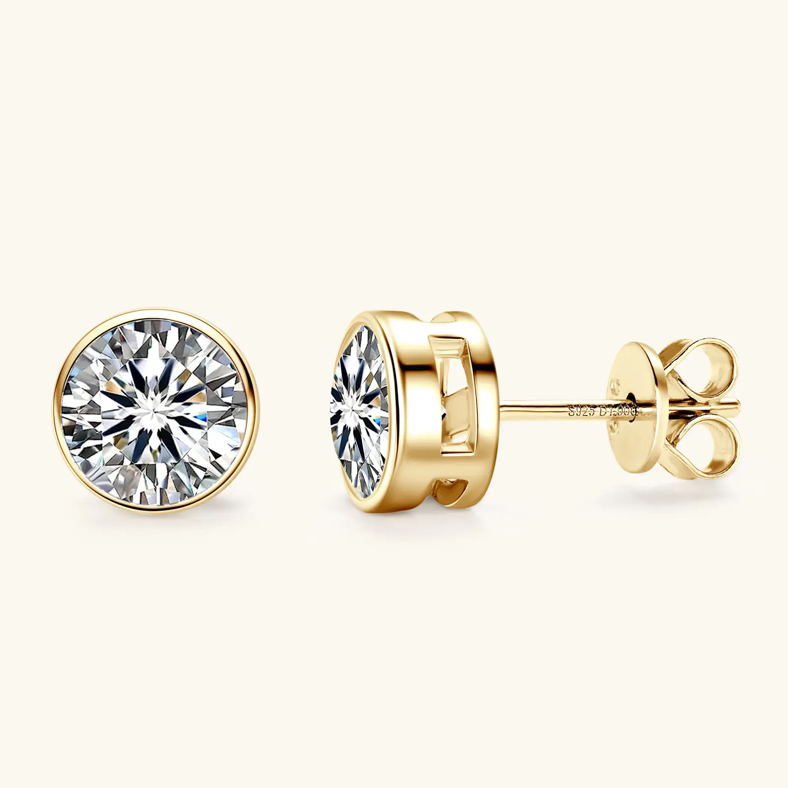 Round ear studs [K gold] 0.5 carats