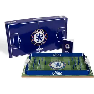 Binho Board Classic Board Game Chelsea Edition - 2-Player Fast-Paced Finger Flicker Pinball Family Board Games - Portable Tabletop Sports Game Set for Any Occasion