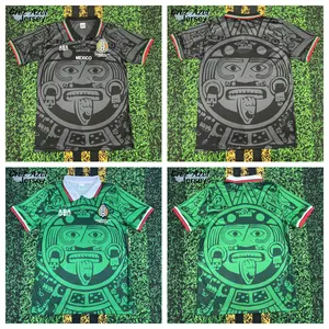 1998 Mexico World Cup National Team Home and Away Black Soccer Short Sleeve Jersey Green Short Sleeve Jersey
