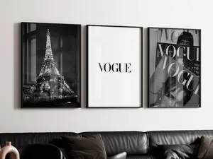 Vogue Set Of 3 Wall Art Black White Trendy Wall Decor Vintage Fashion Poster Luxury Print Girly Wall Art Preppy Dorm Print Aesthetic, Poster Décor