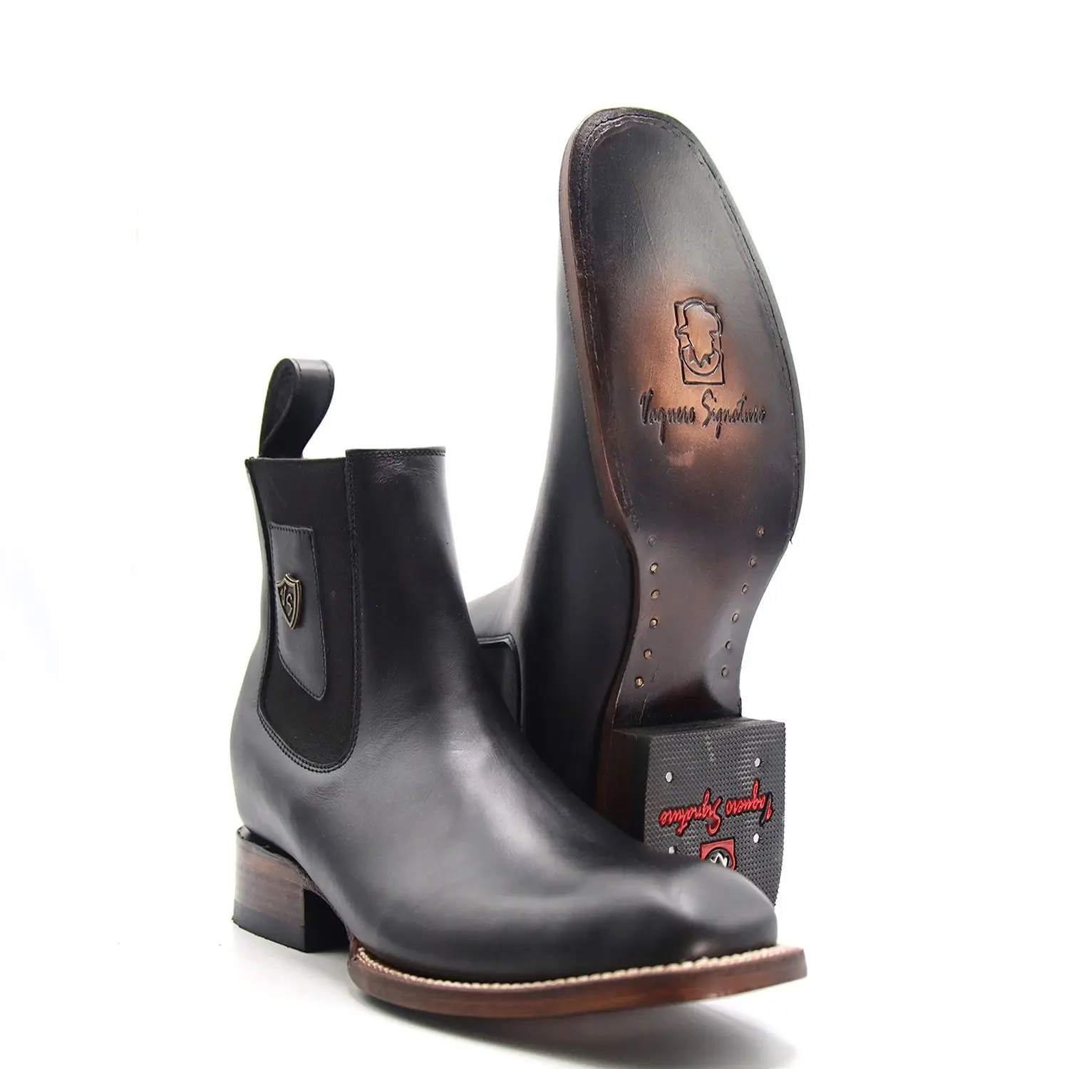 2703101 - Men's Vaquero Signature Chelsea Diamond Ankle Toe Boots (Flor Entera Black)