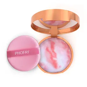 PHOFAY Cream Balm Setting Powder - Makeup Products, Cosmetic with Sponge, Oil-Control, Waterproof Matte Finish, Velvety Flawless Long-Lasting Makeup for Oily Skin & All Skin Types