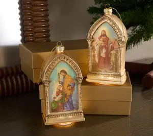 Set of 2 Lit Nativity Ornaments w/ Gift Boxes by Valerie