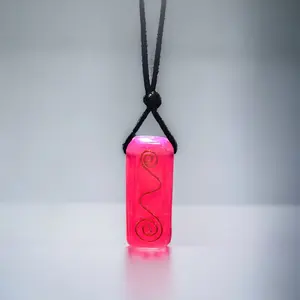 Orgonite* Deep Pink color resin necklace EMF protection