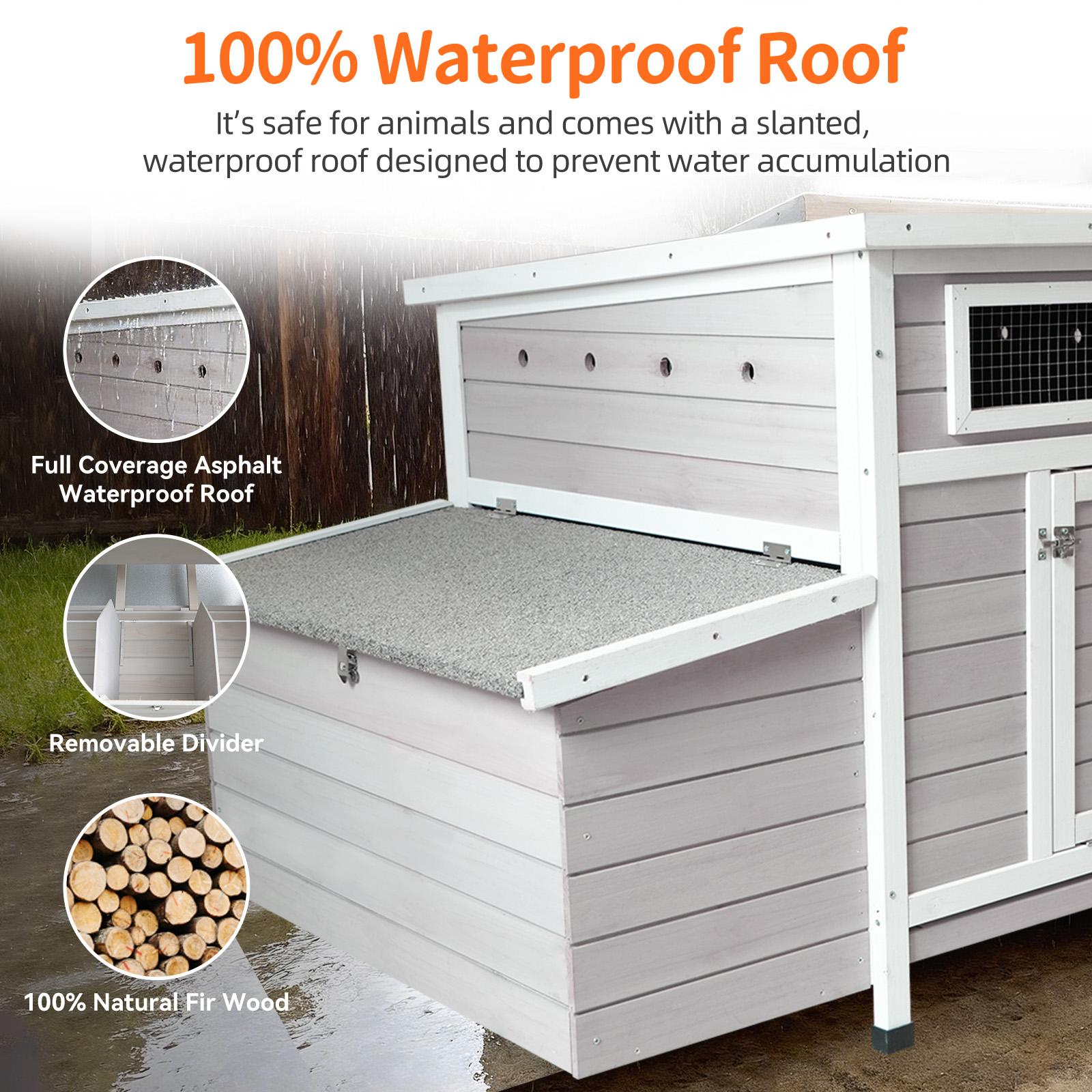 Eyisean 58" Wooden Large Outdoor Chicken Coop, Portable Hen House with Waterproof Foot & Pull-Out Tray, Dual-Sided Ventilation Holes, Poultry Cage with 2 Sides Nesting Boxes, Easy-Clean for Backyard