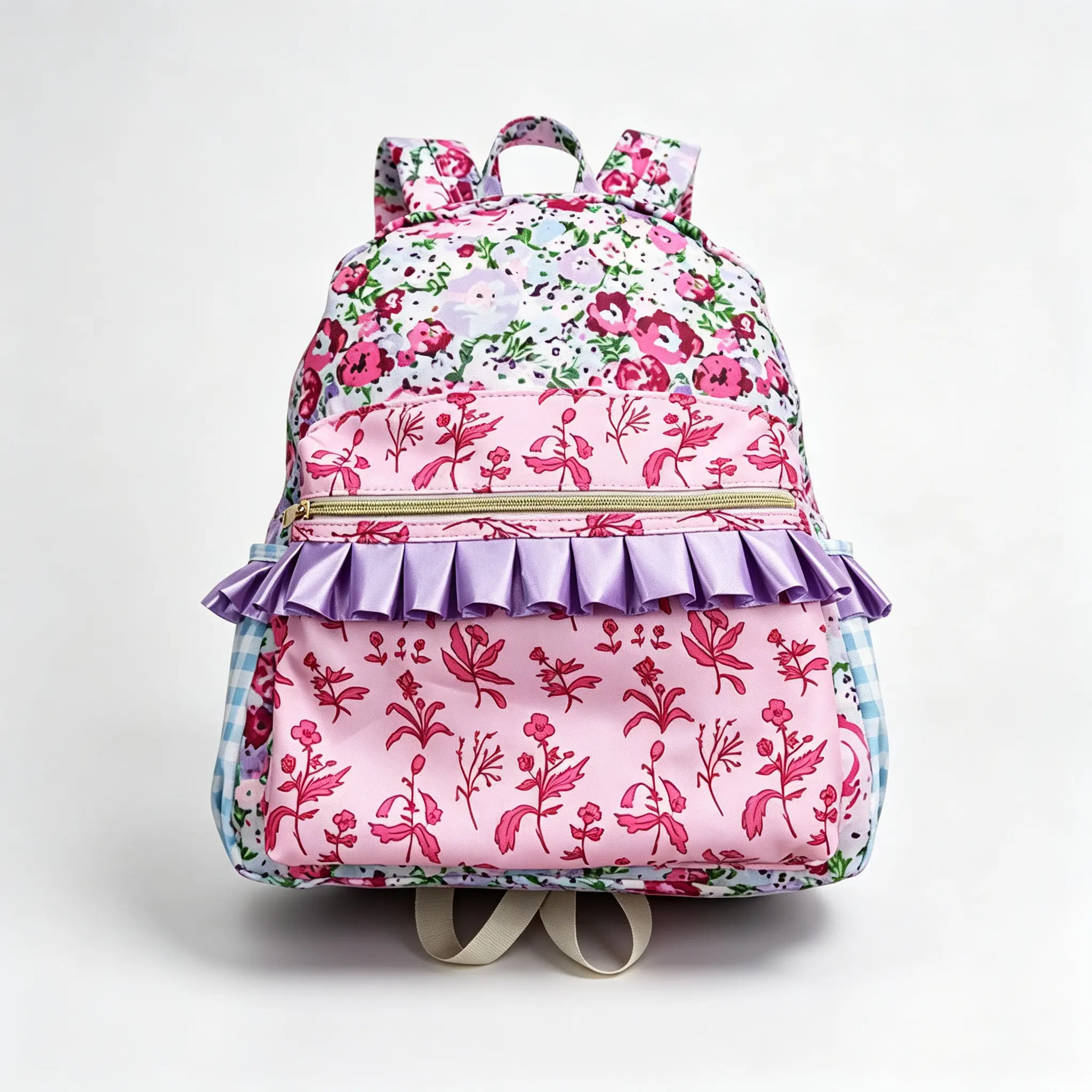 Kids' Elementary School Backpack for School - Chic Floral Print, Colorful Design, Durable Construction, 13.2x5x17 in Bag