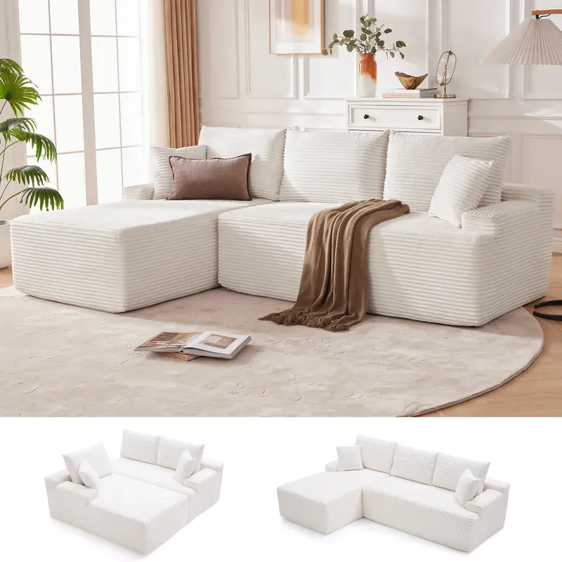Beige-91.4" L-Shape