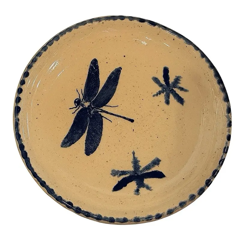 Dishes - Simple Design with Dragonfly, Butterfly or Blueberry Patterns on Surface Ceramic Small dish. Rustic Plates Serving