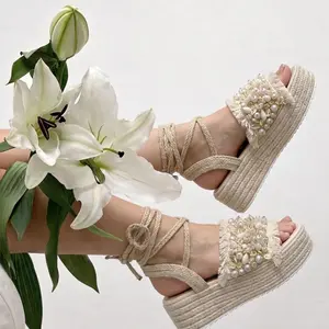 Luna 5 cm Platform Sandals - High Quality Comfortable Handmade Open Toe Flipflop with Lace Closure for Women