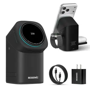 3 in 1 for Apple & Samsung Wireless Charger - Charging Station, Qi 2 Certified 25W Fast Magnetic Charger Stand with 45W Adapter for Magsafe iPhone 17/16/15/14/13/12 Pro Max, AirPods, Apple & Galaxy Watch