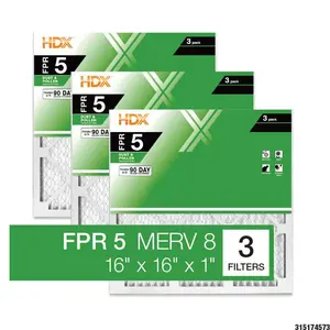 16 in. x 16 in. x 1 in. Standard Pleated Furnace Air Filter FPR 5, MERV 8 (3-Pack)
