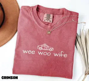 Police Wife Shirt Comfort Colors Wee Woo Wife Tee, Police Wife Law Enforcement Wife Shirt, Funny Cop Wife Graphic TShirt, Sarcastic Shirt For Women