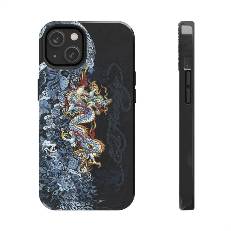 Cool Ed Hardy Dragon Phone Case, suitable for iphone 17 promax case air 16 plus 15 promax 14 pro 13max 12 11 Samsung S25 EDGE S24 S23 S22 S21 NOTE 20 Ultra Fe A71 A56 A36 Protection Smartphone, a gift for girls and boys