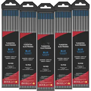 TIG Tungsten, TIG Welding Tungsten Electrode Blue 2% Lanthanated 10-Pack 1/16" x 7" (WL20/EWLa-2) X 5 count