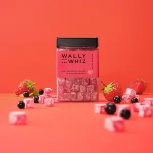 Wally and Whiz - Blackcurrant with Strawberry- Danish Candy - Artisanal Wine Gummies -240 gram cube - Vegan - Gluten-Free - Sweet Bonbon Fruity Natural