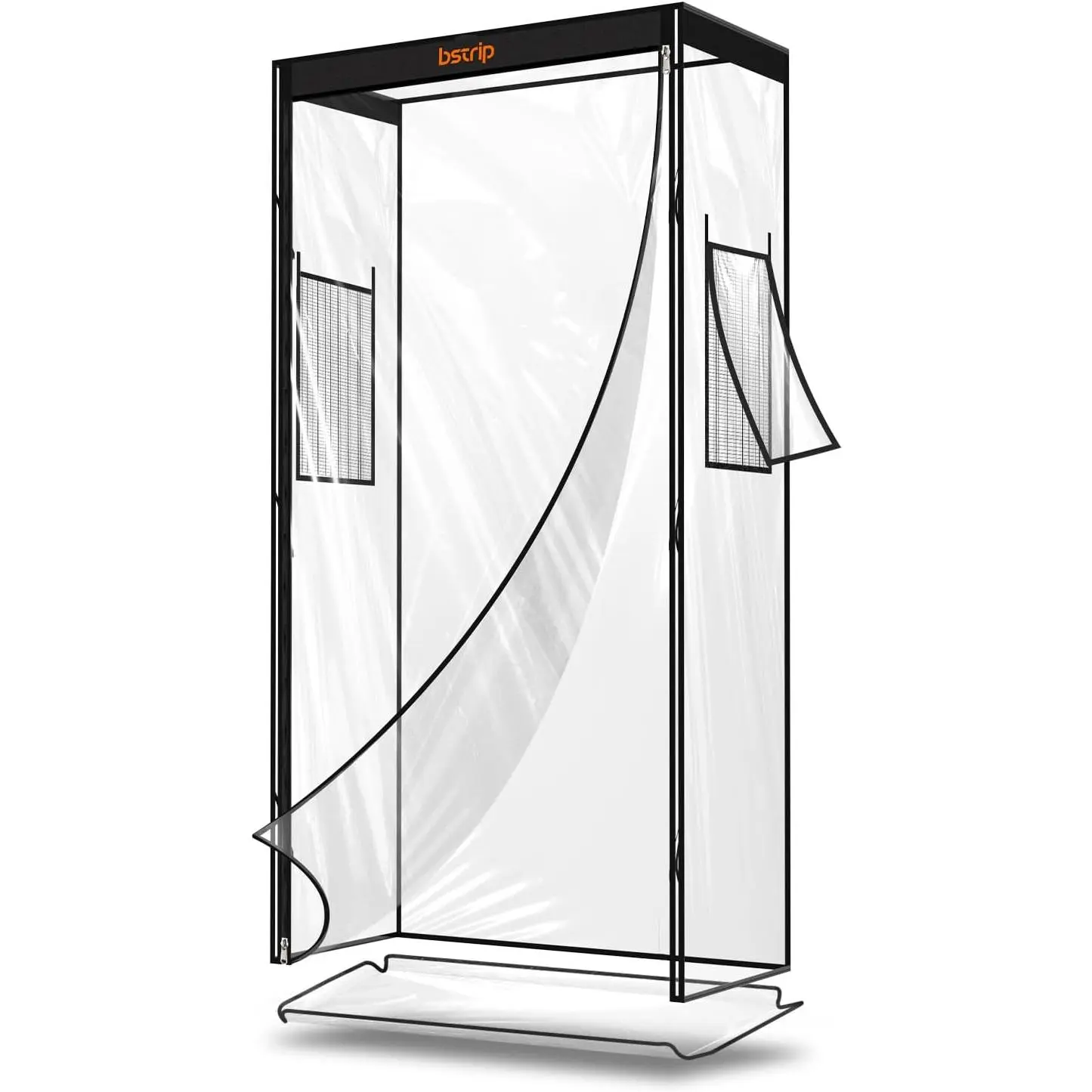 Bstrip PP72-ZP Greenhouse Replacement Cover, 30.7" x 14.5" x 57.8" EVA Waterproof Grow Tent with Base Tray, Transparent Indoor Plant Cover with Roll-Up Door & Vent Windows for 29.5" x 13.7" x 59" Plant Shelf