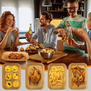 100PCS Air Fryer Liners, Rectangle Disposable for Dual Basket, Food Grade Accessories Bpa Free, Non-stick Square Heat-Resistant Roasting Pad Oil-Proof and Water-Proof Baking Liner,Oil-Proof Parchment Paper, Air Fryer Paper Liners for Dual Zone Airfryer