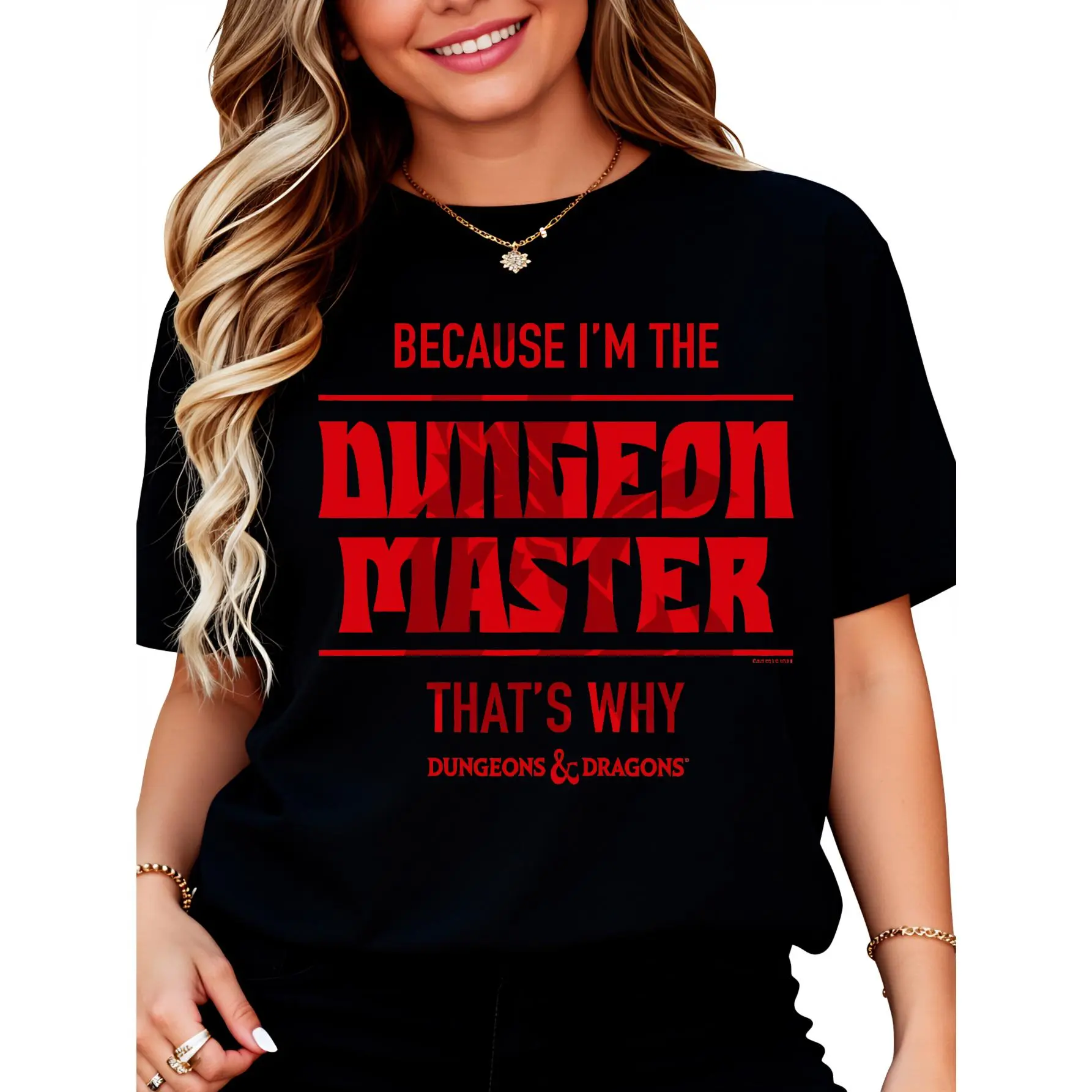 Men's 100% Cotton Dungeons & Dragons Prints Short-Sleeve Tshirt - "Because I'm The Dungeon Master" Design, Comfortable Fit for Everyday Wear