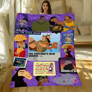Emperor's New Groove Inspired Plush Blanket Set - Soft Fleece Throw, Cartoon Movie Design, Cozy Comfort for Adult